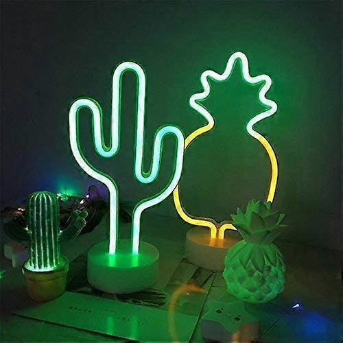 Cactus Neon Sign Night Light Lamp With Holder Base Decorative Marquee Signs Light Battery Operated Wall Decoration