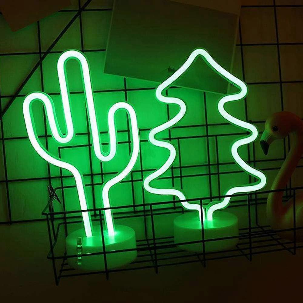 Cactus Neon Sign Night Light Lamp With Holder Base Decorative Marquee Signs Light Battery Operated Wall Decoration
