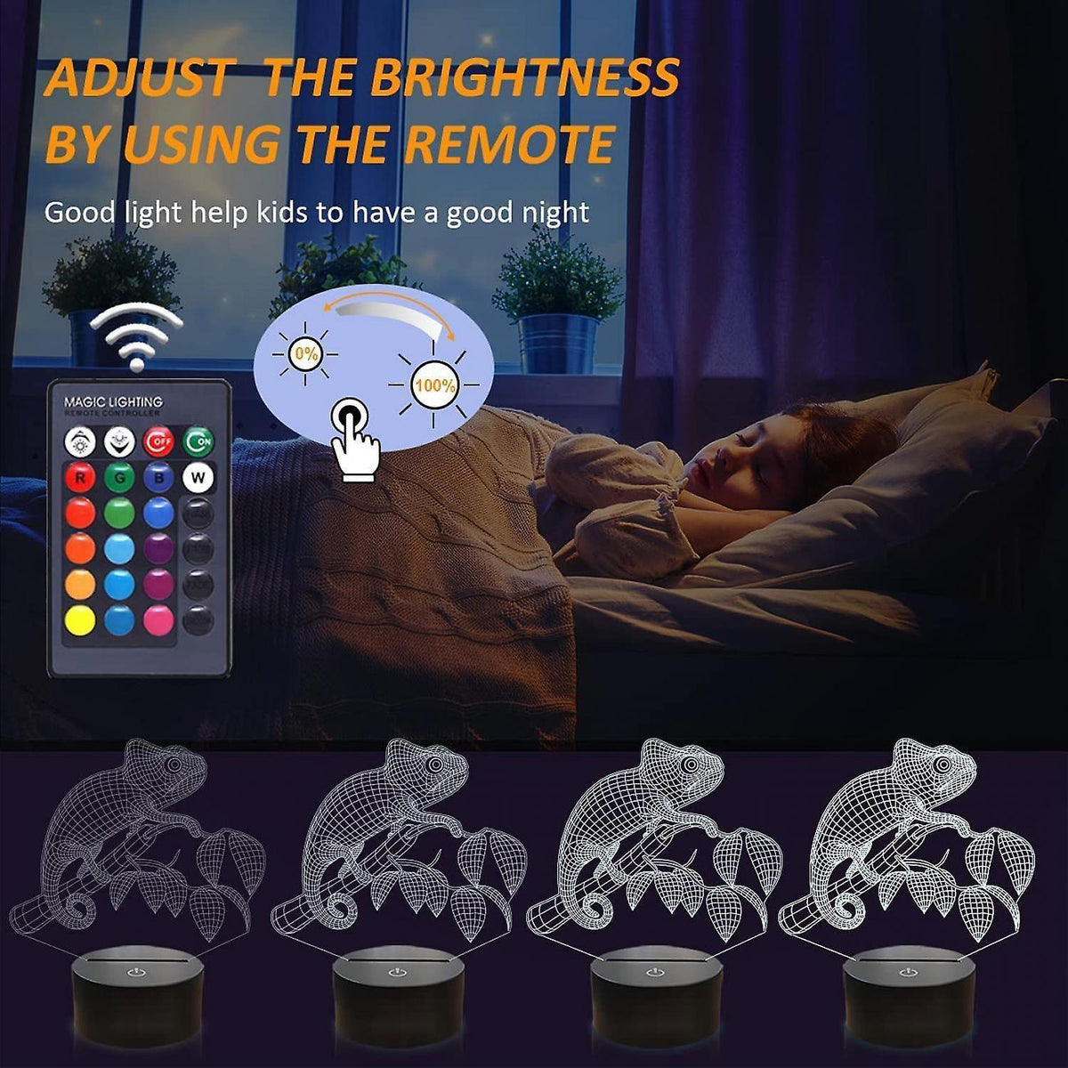 Chameleon  Animal 3D Night Light Illusion Lamp for