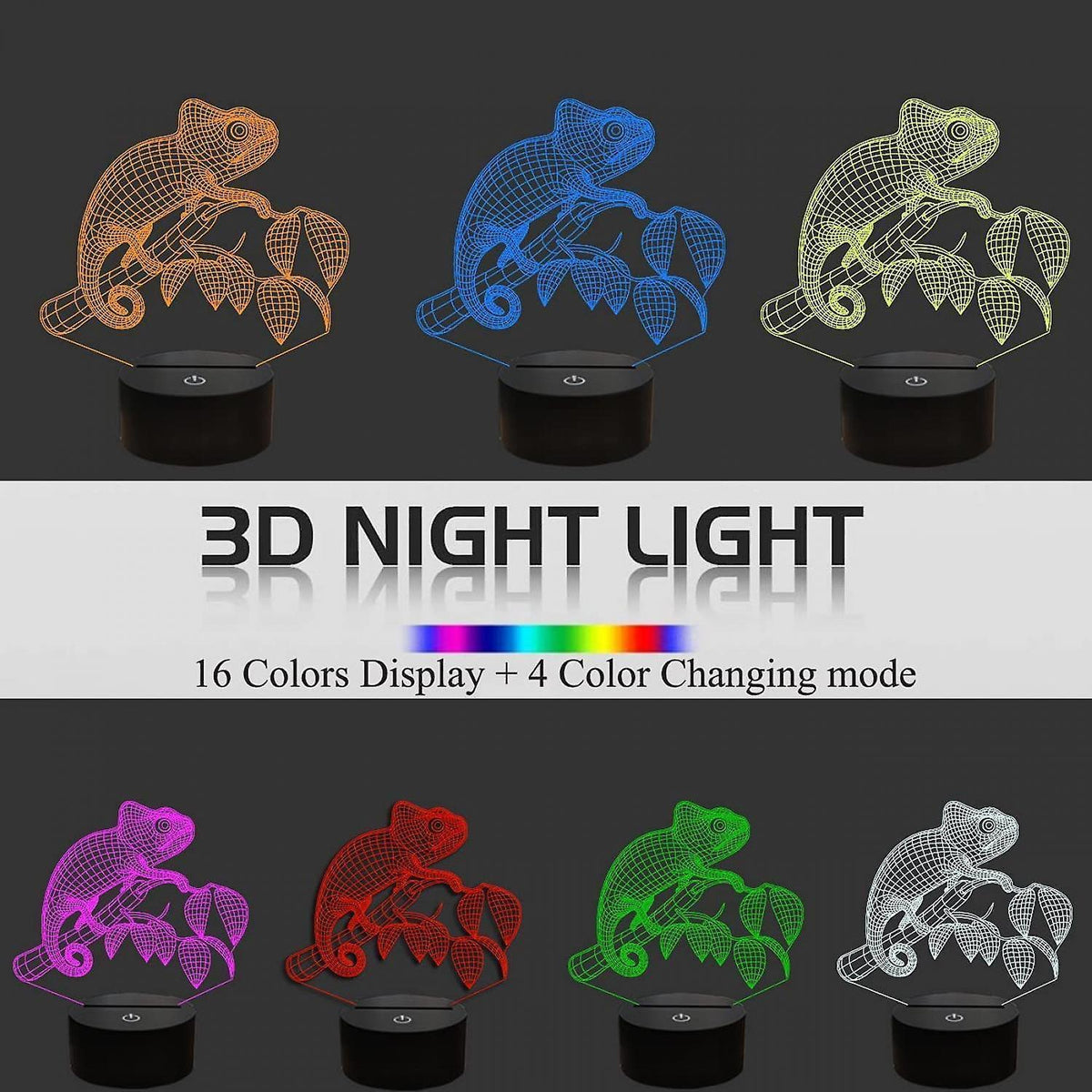 Chameleon  Animal 3D Night Light Illusion Lamp for