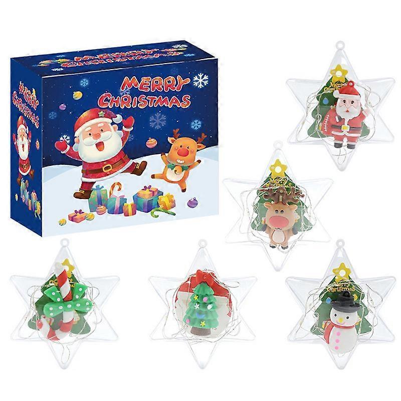 Christmas Tree Decorations LED Lights Luminous Pendants Ornaments Hanging Christmas Socks Santa Claus Snowman Snowflakes Window/Court/Fireplace/Patio/