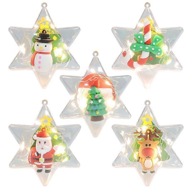 Christmas Tree Decorations LED Lights Luminous Pendants Ornaments Hanging Christmas Socks Santa Claus Snowman Snowflakes Window/Court/Fireplace/Patio/