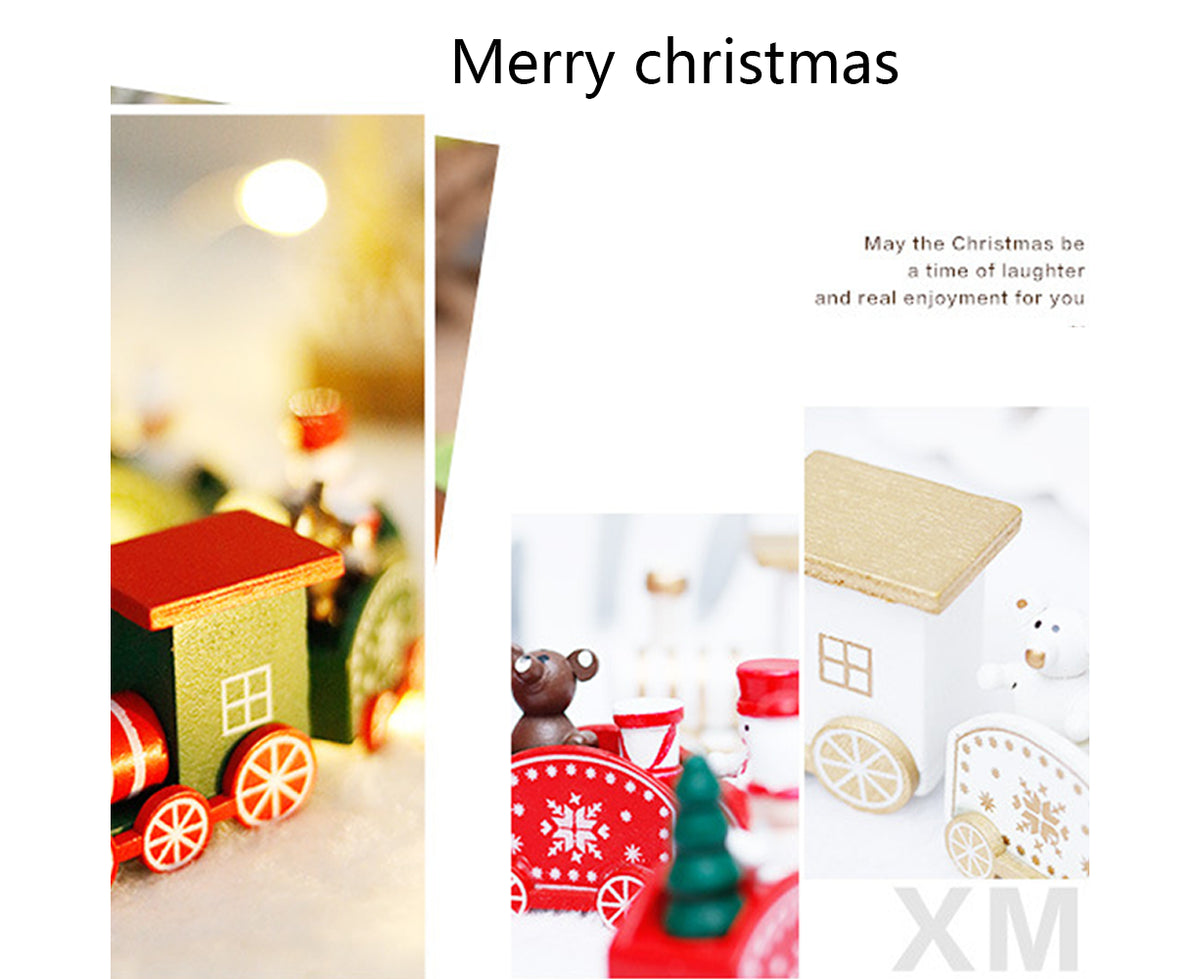 Wooden Christmas Train with 3 Carriages for Boys Girls Babies Festive Advent Calendar Decor Gift-White
