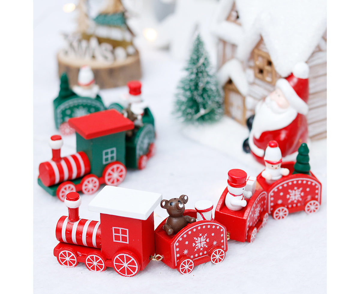Wooden Christmas Train with 3 Carriages for Boys Girls Babies Festive Advent Calendar Decor Gift-White