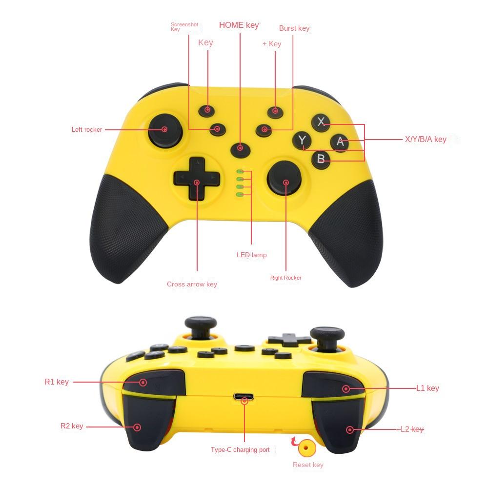 Wireless Game Controller for Switch,PC,Android & PS3 - Pro Gaming Gamepad with Bluetooth,Turbo & Vibration - Yellow Black