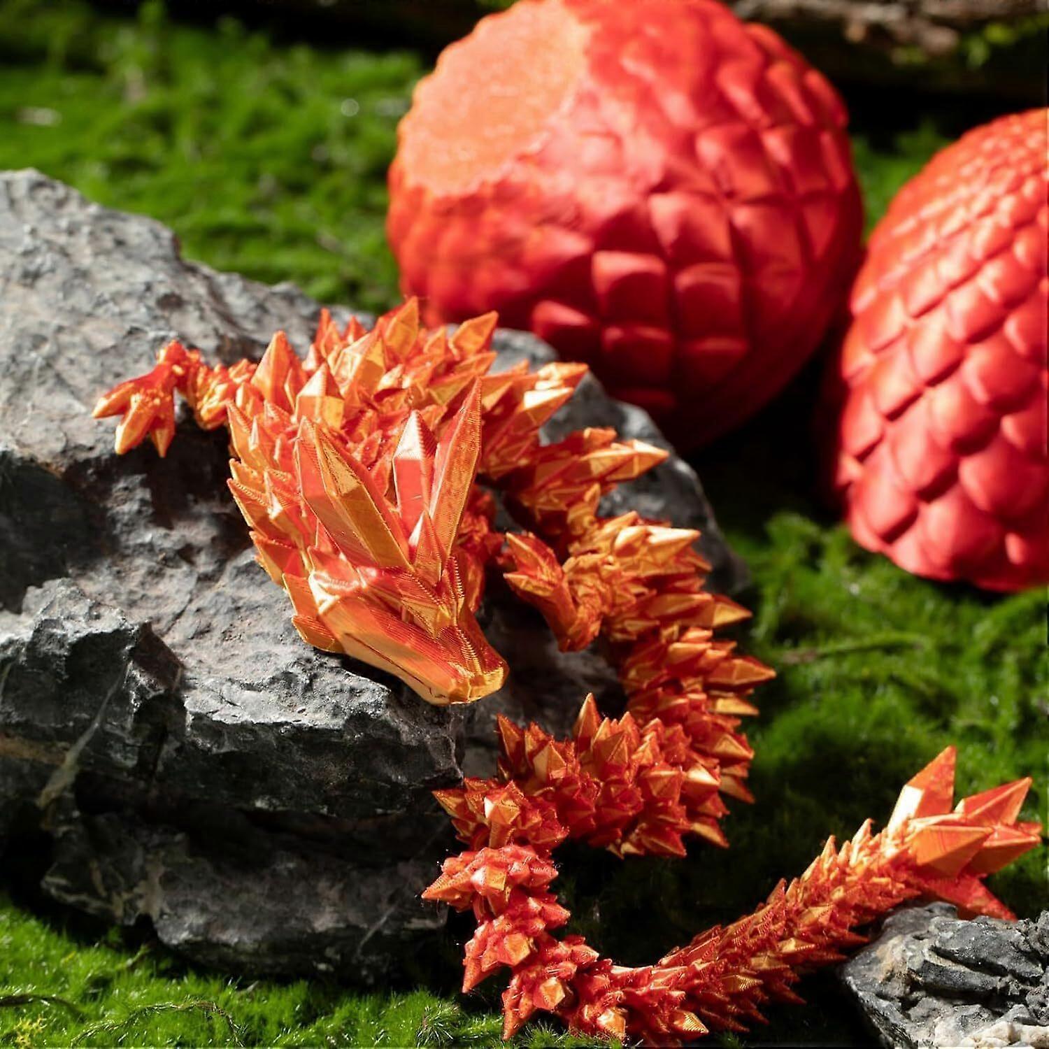 3D Printed Dragon in Egg, Full Articulated Dragon Crystal Dragon with Dragon Egg