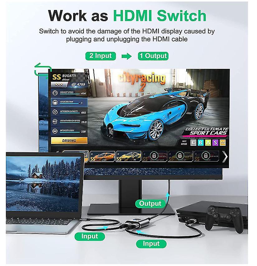 4K 60Hz HDMI Switch Bi-Directional 2 In 1 Out / 1 In 2 Out