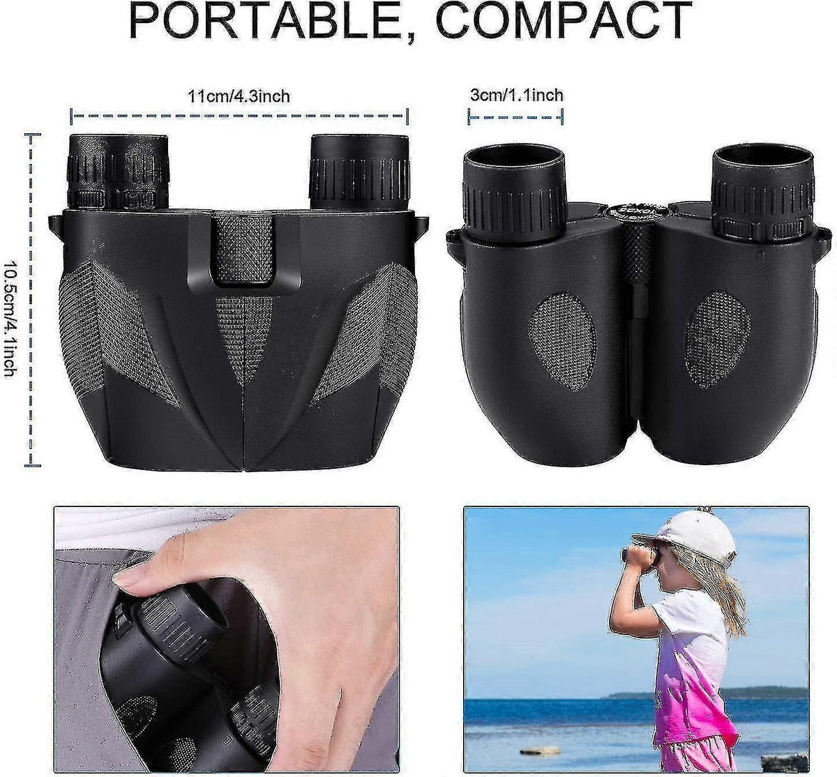 10x25 Binoculars with Strap Compact Lightweight Binoculars for Travel