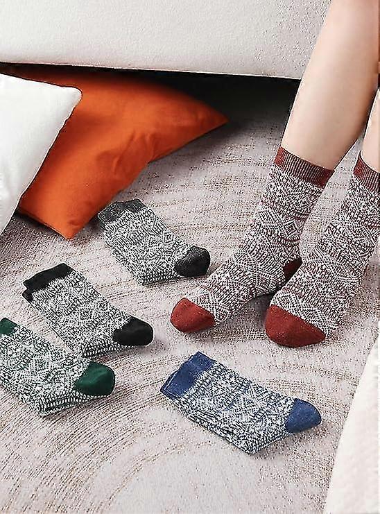Wool Socks for Women 5 Pairs Warm Boot Crew Cozy Winter Soft Socks Set