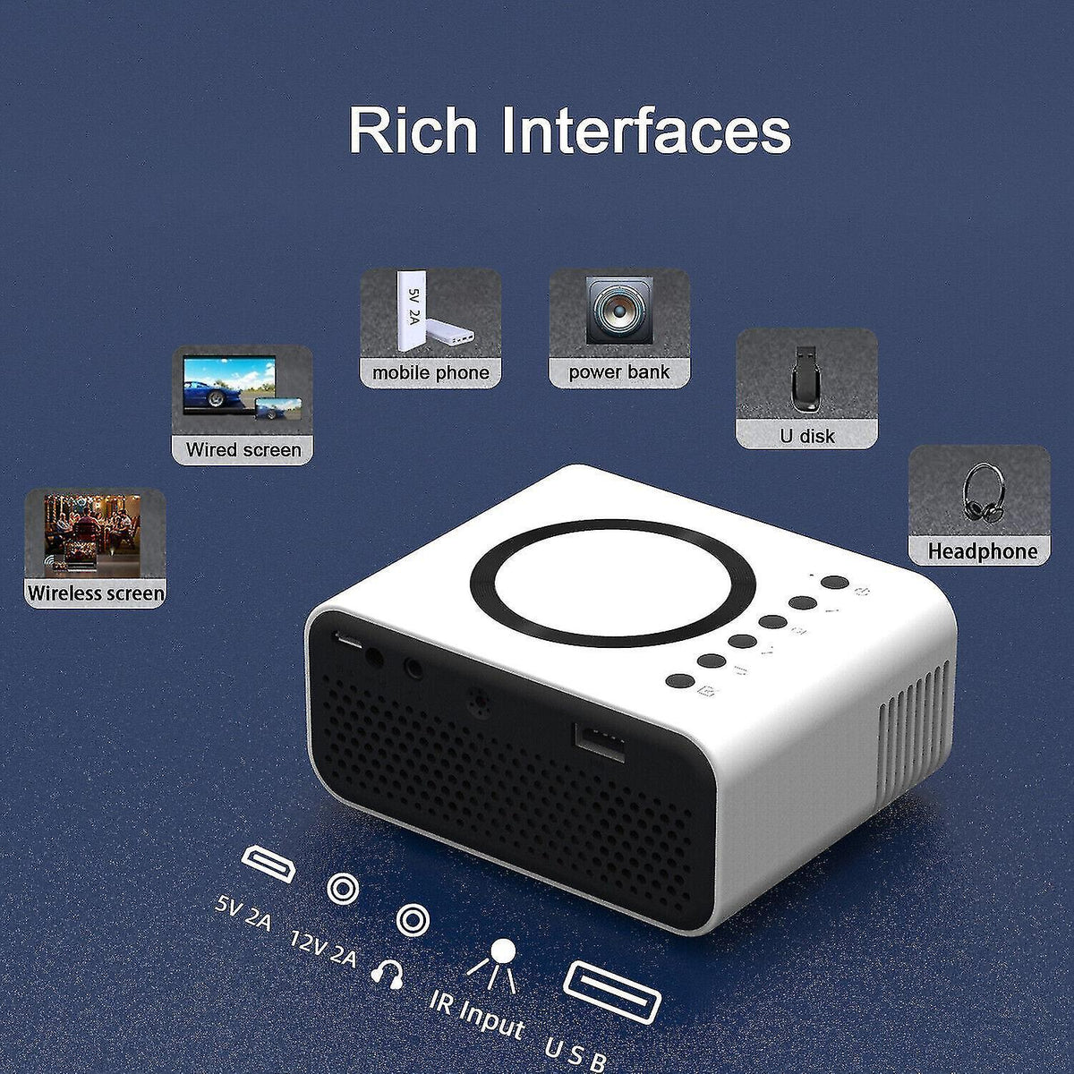 3000 Lumens Mini 4K Projector - Portable Home Cinema Projector