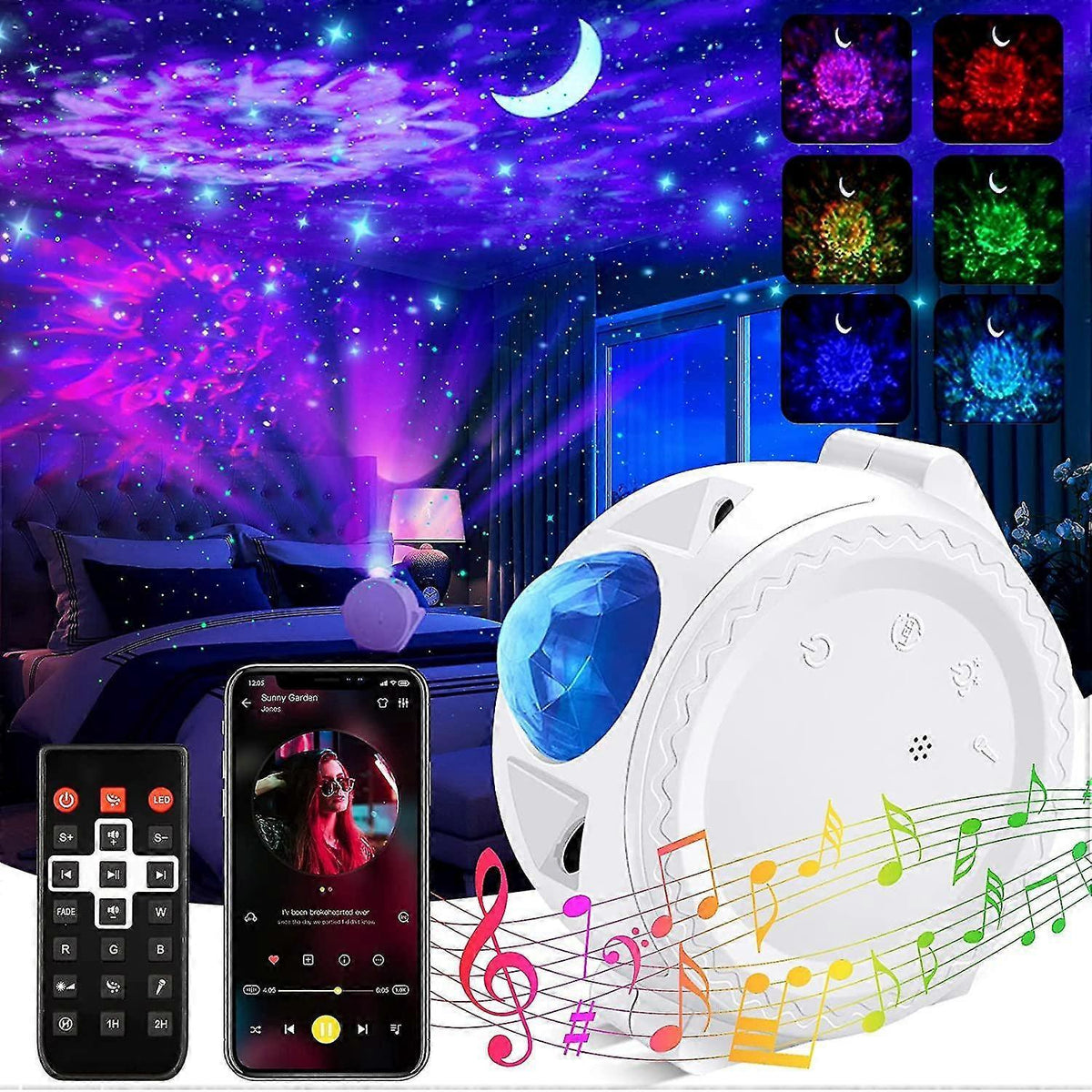 4-in-1 Galaxy Projector with Tooth Serrated Remote - 18 Sky Patterns