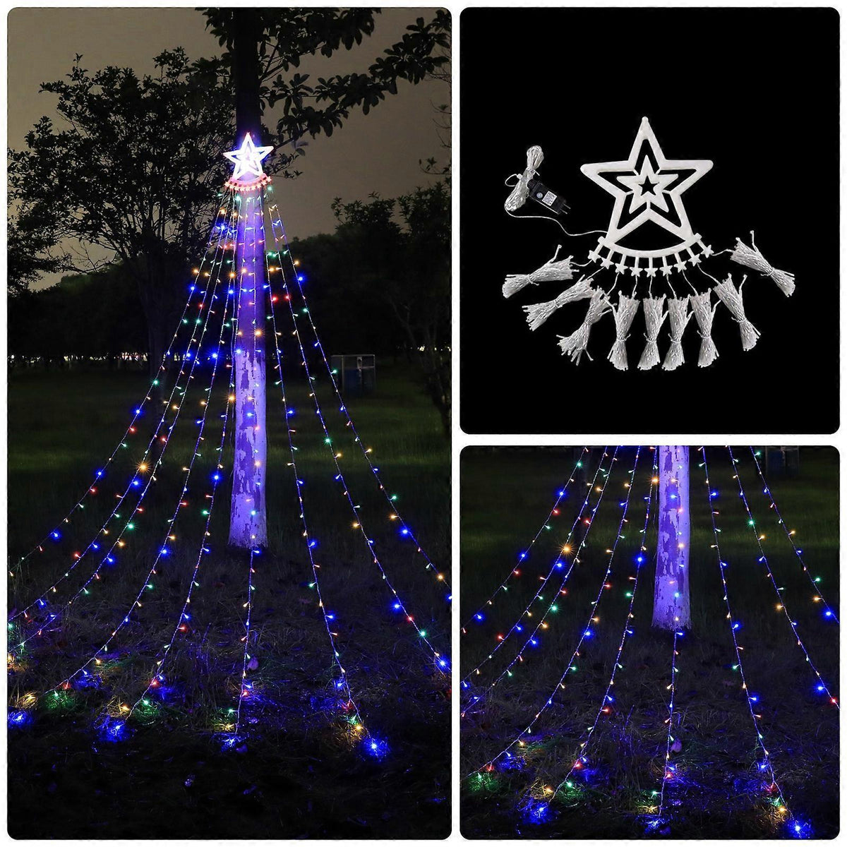 LED Waterfall String Lights Outdoor, Decorative Christmas Tree Lights