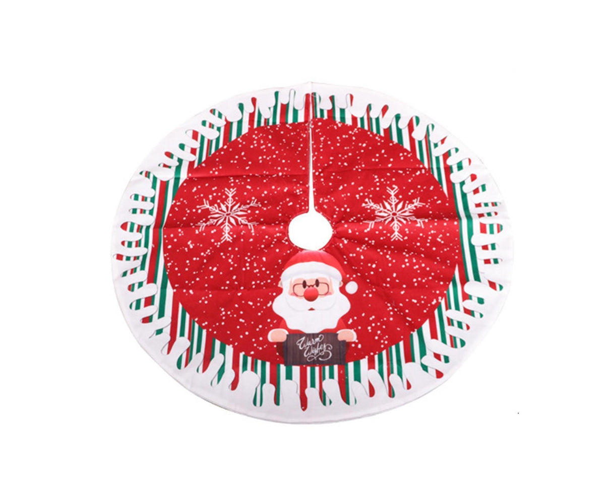 Round Elk/Santa/Snowman Print Xmas Tree Skirt Cover Floor Carpet Christmas Decor-B
