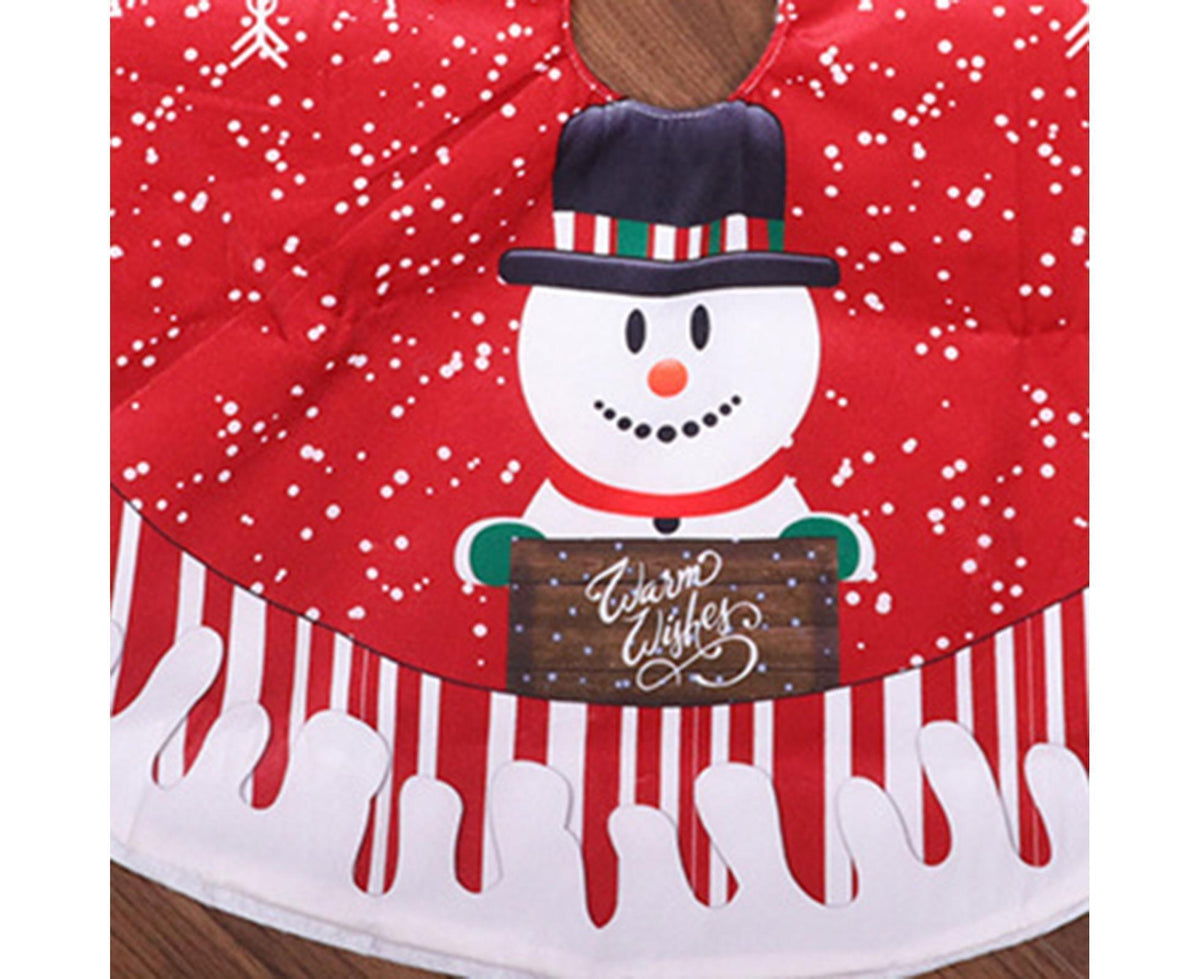 Round Elk/Santa/Snowman Print Xmas Tree Skirt Cover Floor Carpet Christmas Decor-B