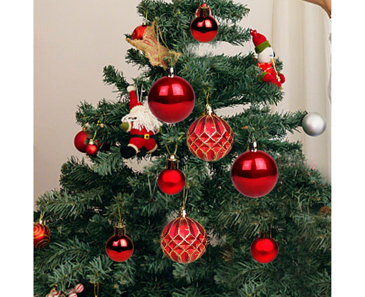 40Pcs 3/6cm Xmas Tree Ball Pendant-Red