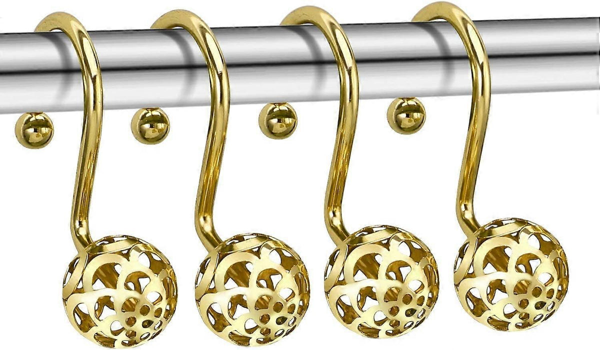 12pcs Gold Shower Curtain Hooks Rings Set Bathroom Curtain Hooks