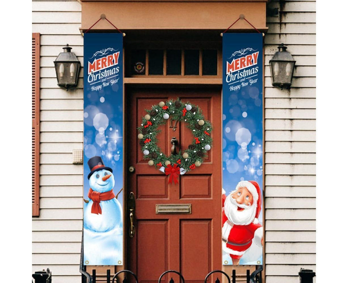 2Pcs/Set Door Hanging Banners Couplets Home Decor Ornaments for Christmas Party-1#