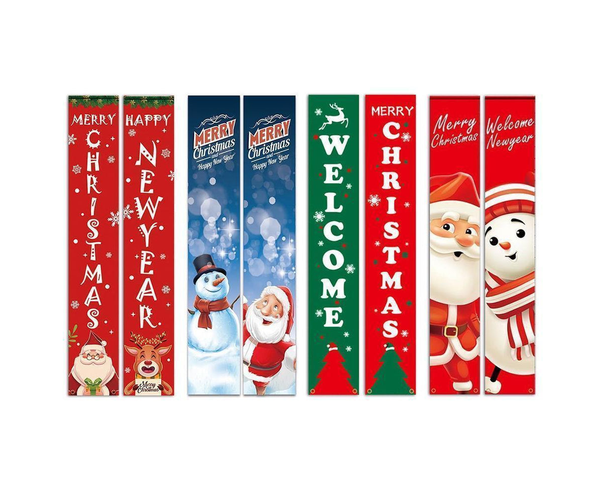 2Pcs/Set Door Hanging Banners Couplets Home Decor Ornaments for Christmas Party-1#