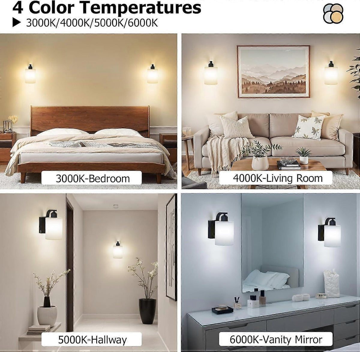 Battery Operated Wall Sconces Set of 2, Rechargeable LED, Touch & Remote Control, Black