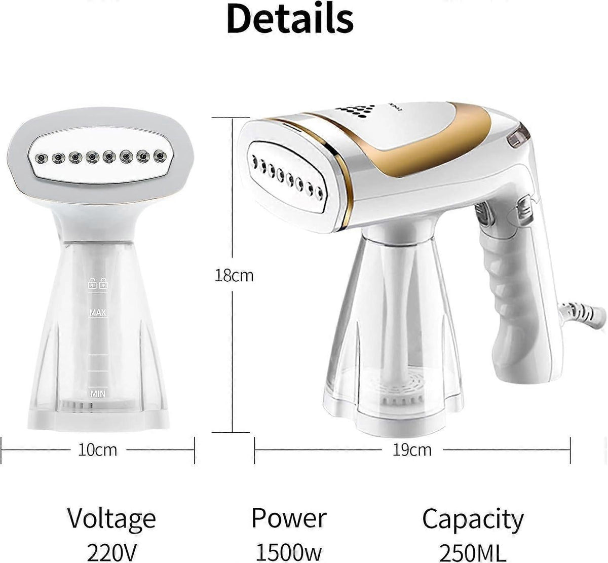 Foldable Handheld Garment Steamer 250ml Tank Portable Clothes Steamer for Travel