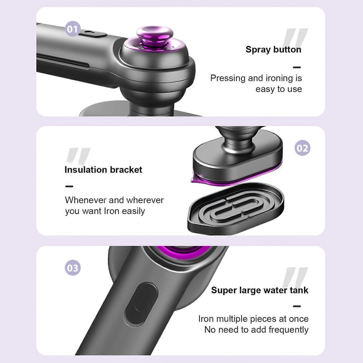 Rotatable Handheld Steamer Iron for Clothes Portable Travel Garment Iron