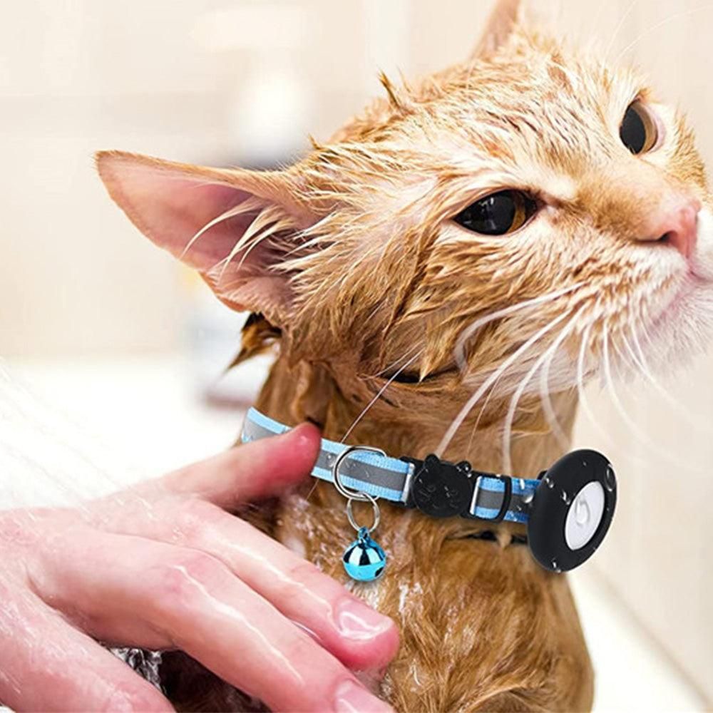 Reflective Cat Collar Compatible with Apple Airtag Adjustable Airtag Holder for Cat Dog Kitten Puppy