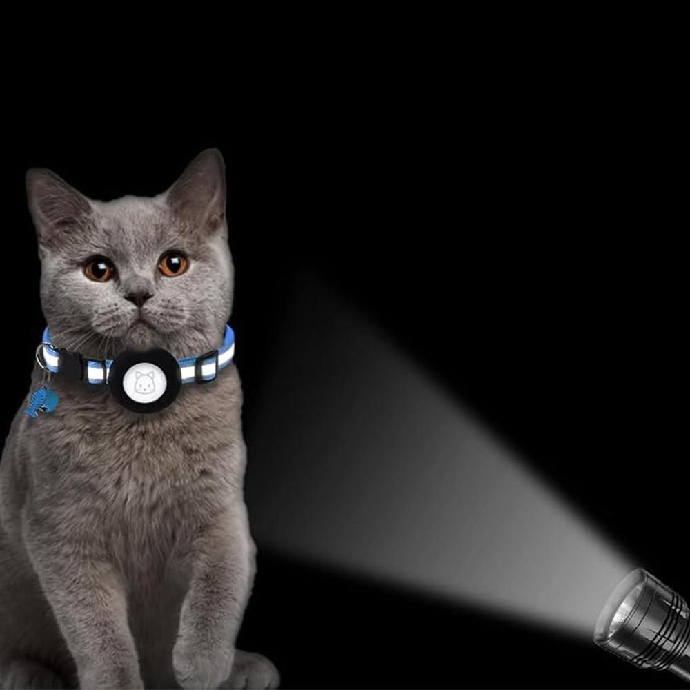 Reflective Cat Collar Compatible with Apple Airtag Adjustable Airtag Holder for Cat Dog Kitten Puppy