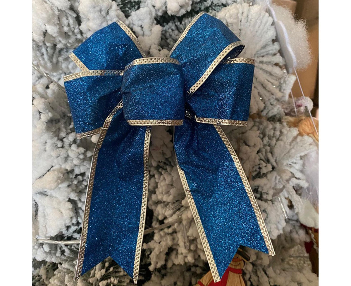 Fabric Xmas Bowknot-Blue
