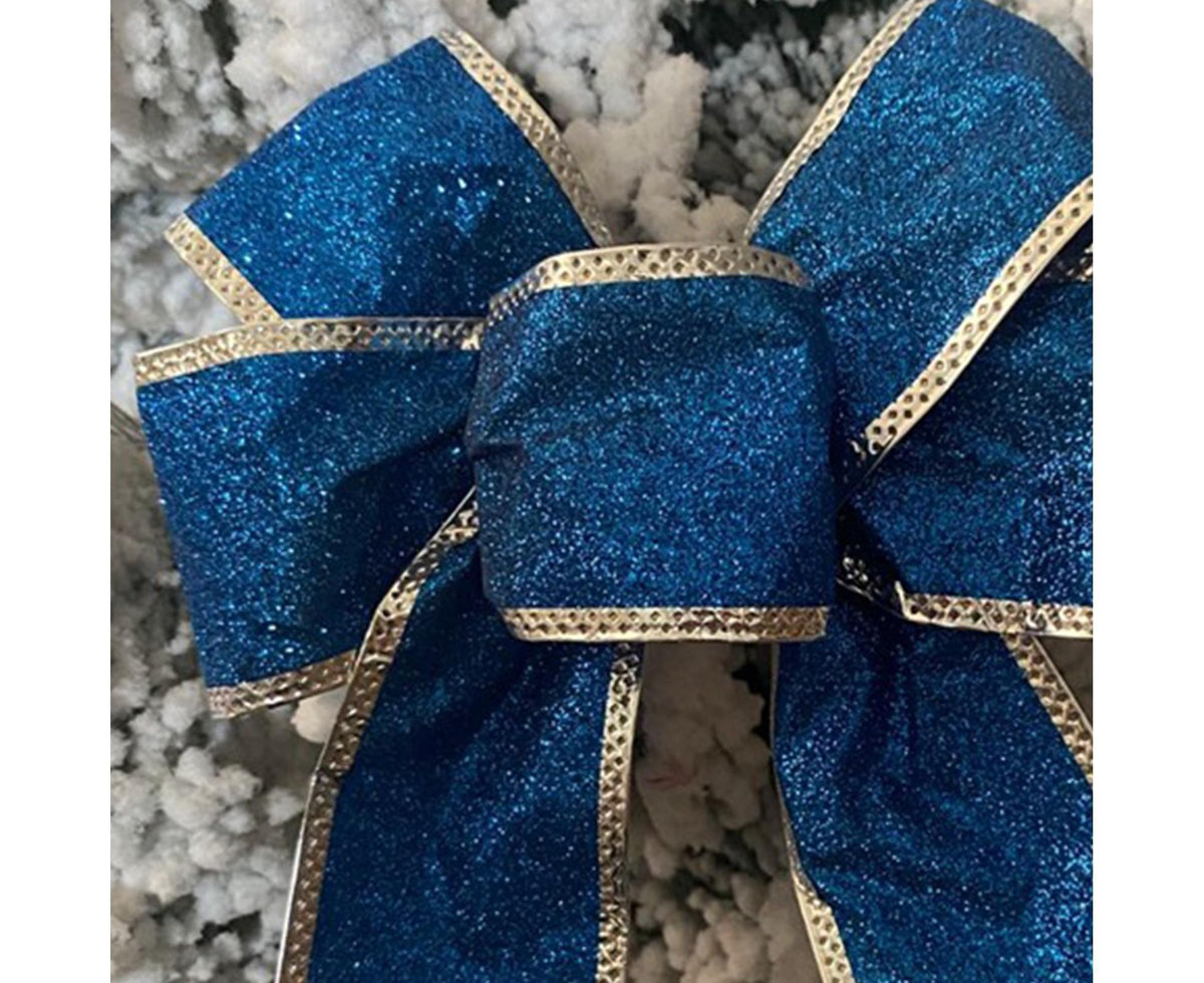 Fabric Xmas Bowknot-Blue