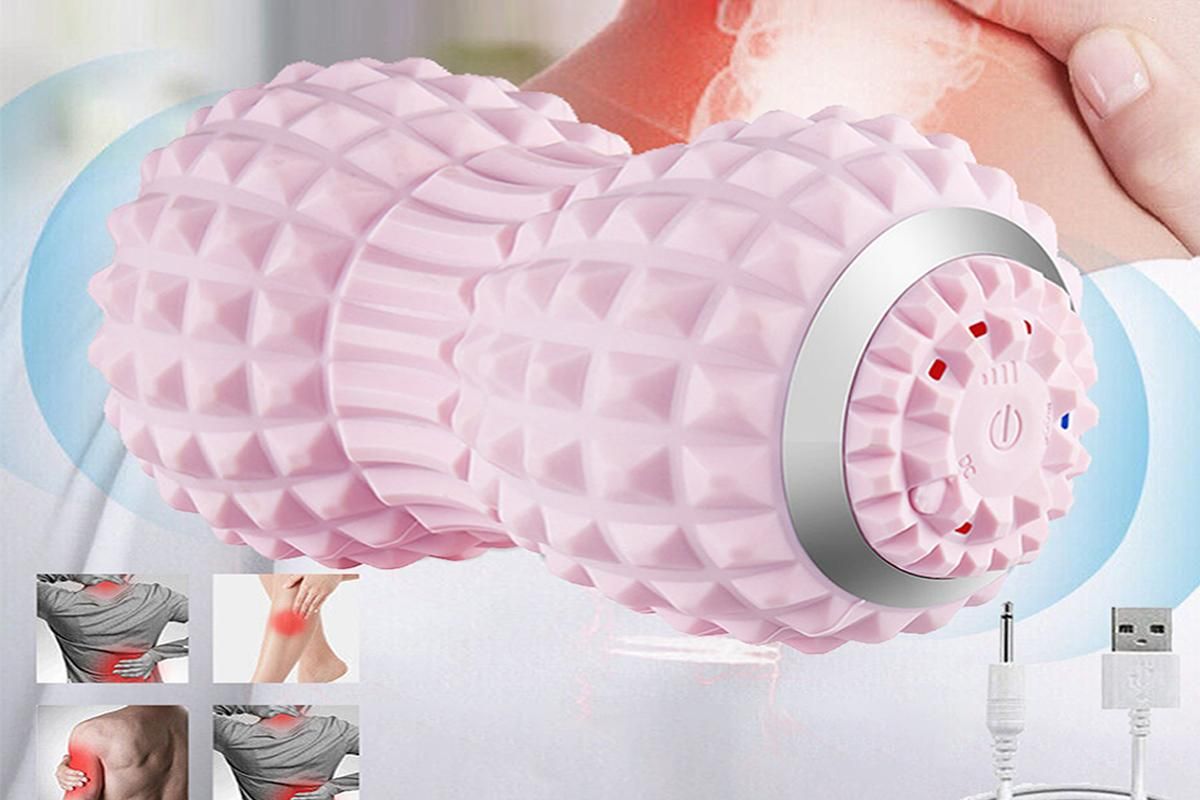 Vibrating Roller Massager Electric Massage Ball Back Foot Muscle Pain Relief -Light Pink