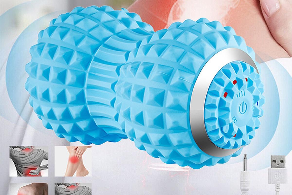 Vibrating Roller Massager Electric Massage Ball Back Foot Muscle Pain Relief -Light Blue
