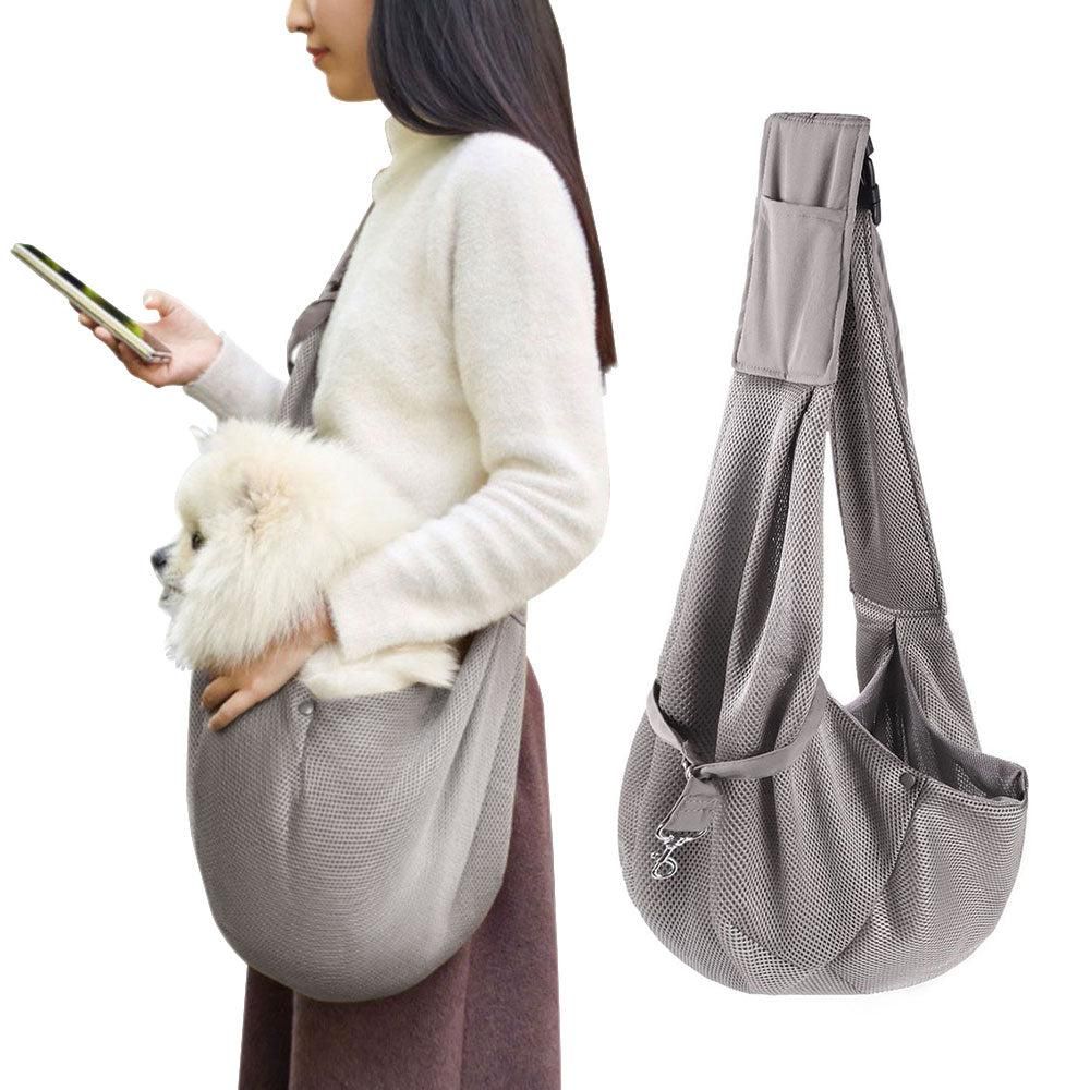 Adjustable Pet Dog Carrier Sling Bag Breathable Mesh Puppy Cat Carrier Khaki
