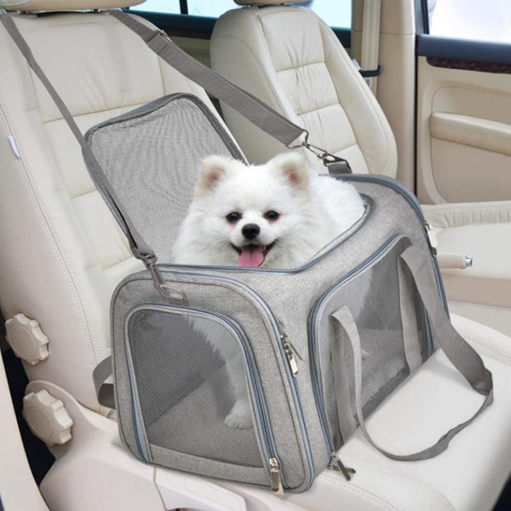 Foldable Travel Pet Carrier Bag Portable Cat Dog Kennel Bag Grey - L