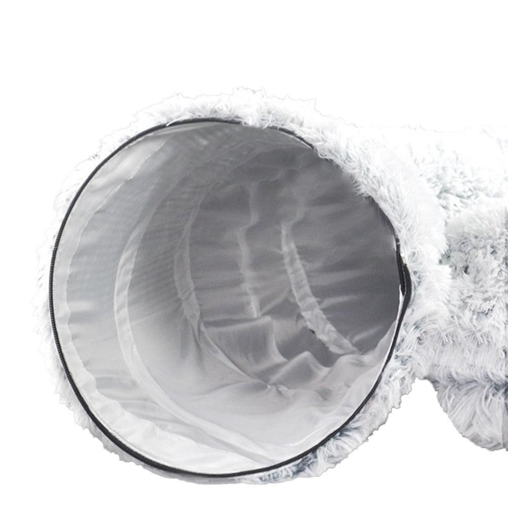 Plush Cat Tunnel with Cat Bed Pet Cat Tunnel Toys Gray
