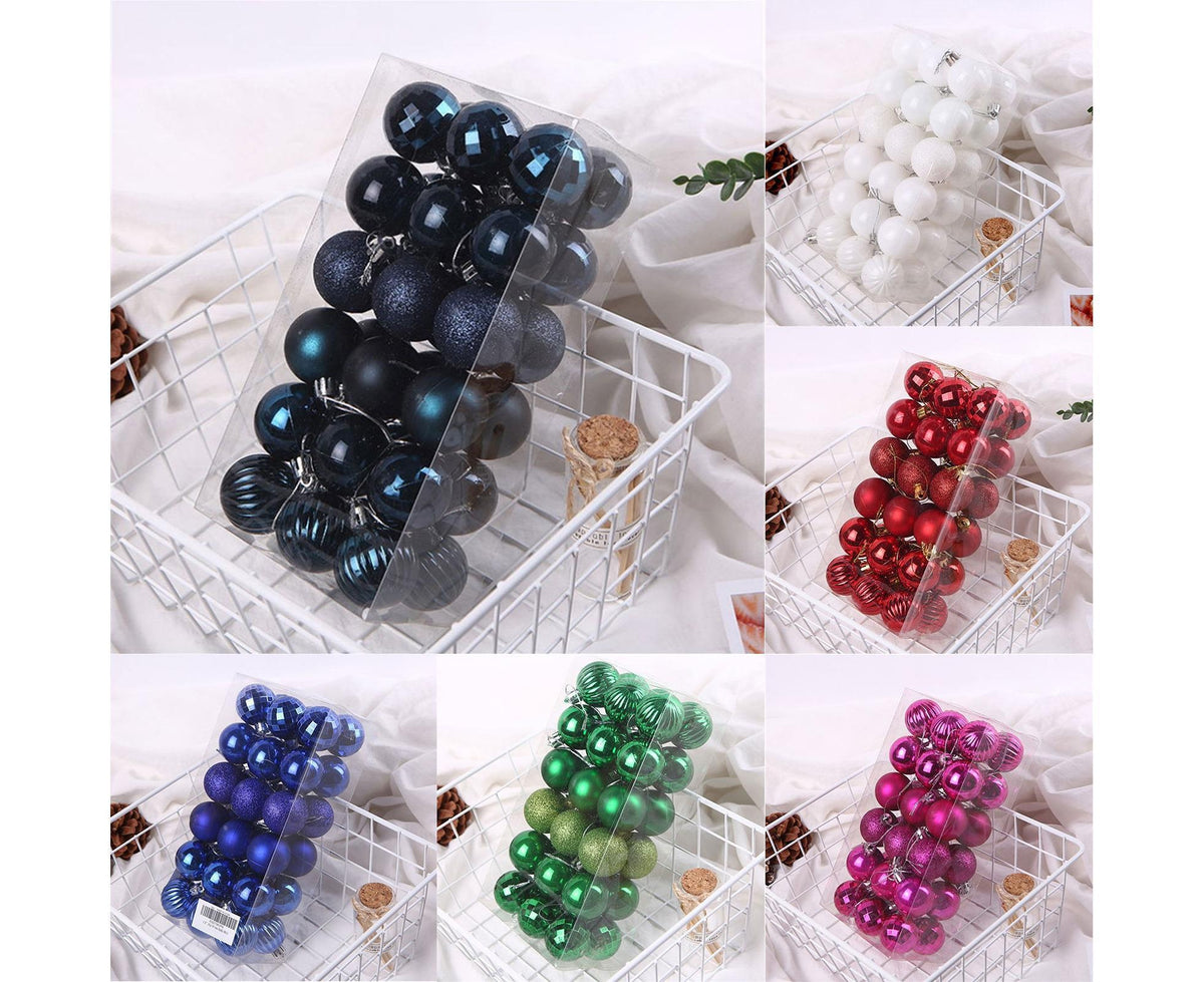 36Pcs Christmas Tree Balls Festival Home Party Mall Xmas Hanging Decor Ornament-White