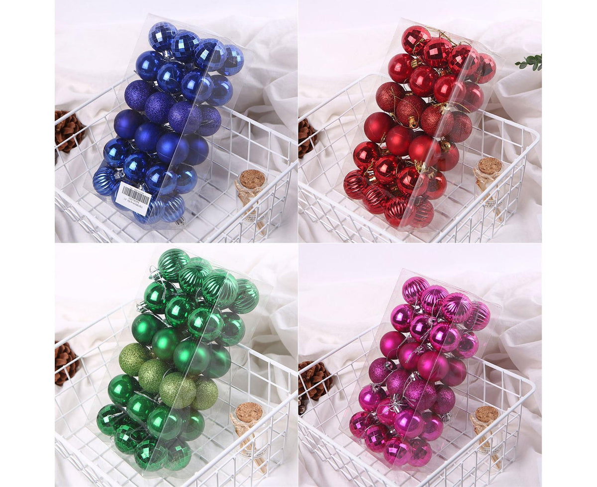 36Pcs Christmas Tree Balls Festival Home Party Mall Xmas Hanging Decor Ornament-White