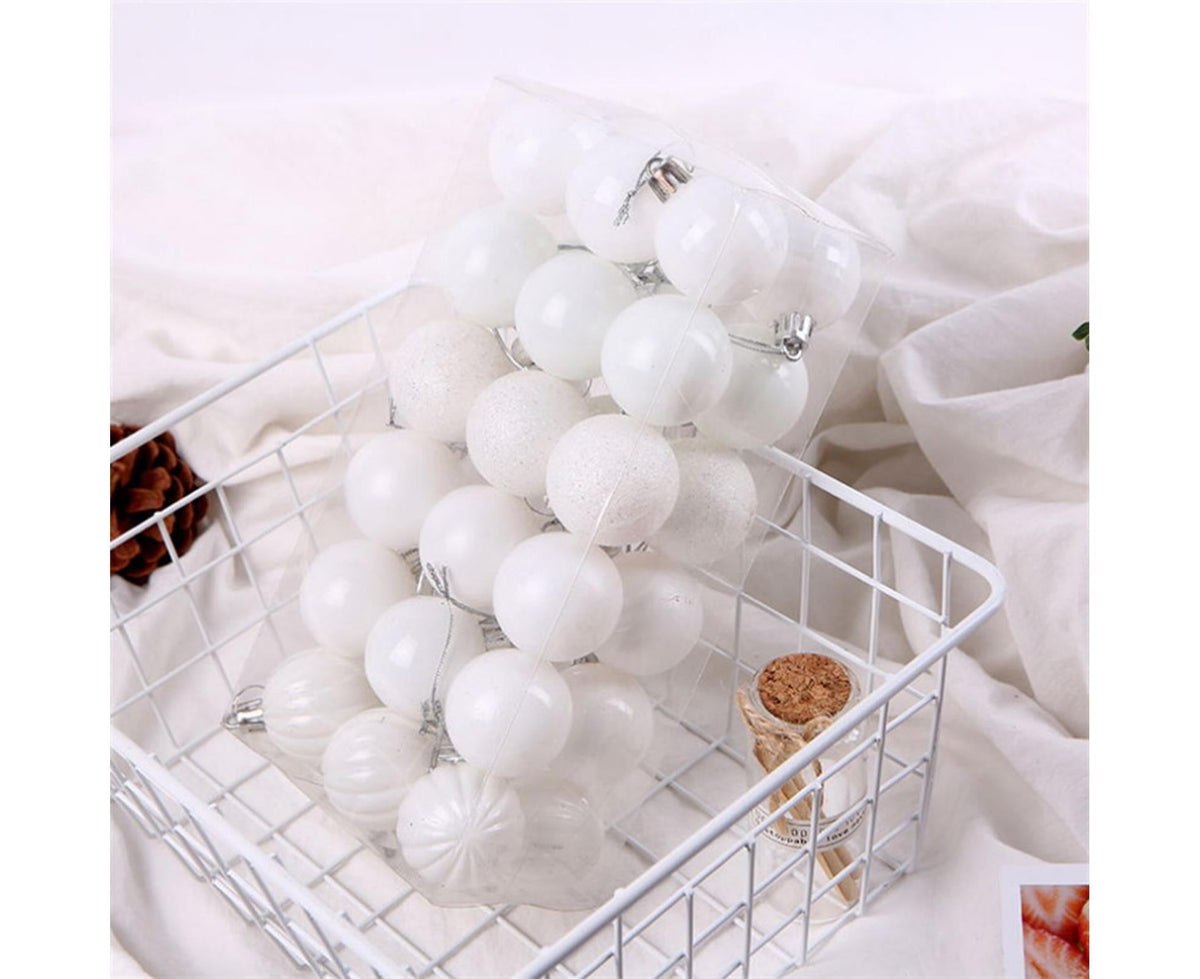 36Pcs Christmas Tree Balls Festival Home Party Mall Xmas Hanging Decor Ornament-White