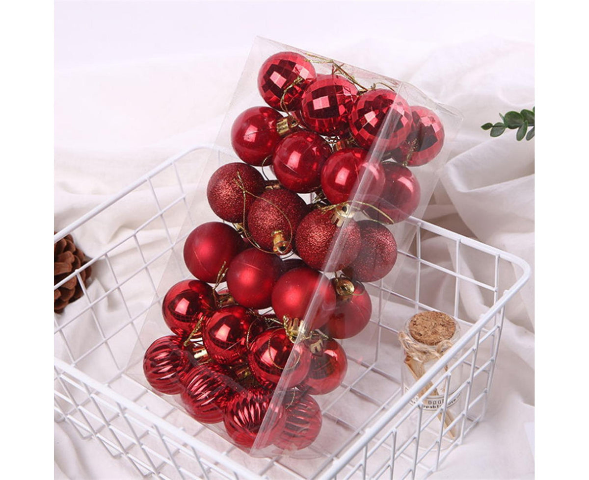 36Pcs Christmas Tree Balls Festival Home Party Mall Xmas Hanging Decor Ornament-White