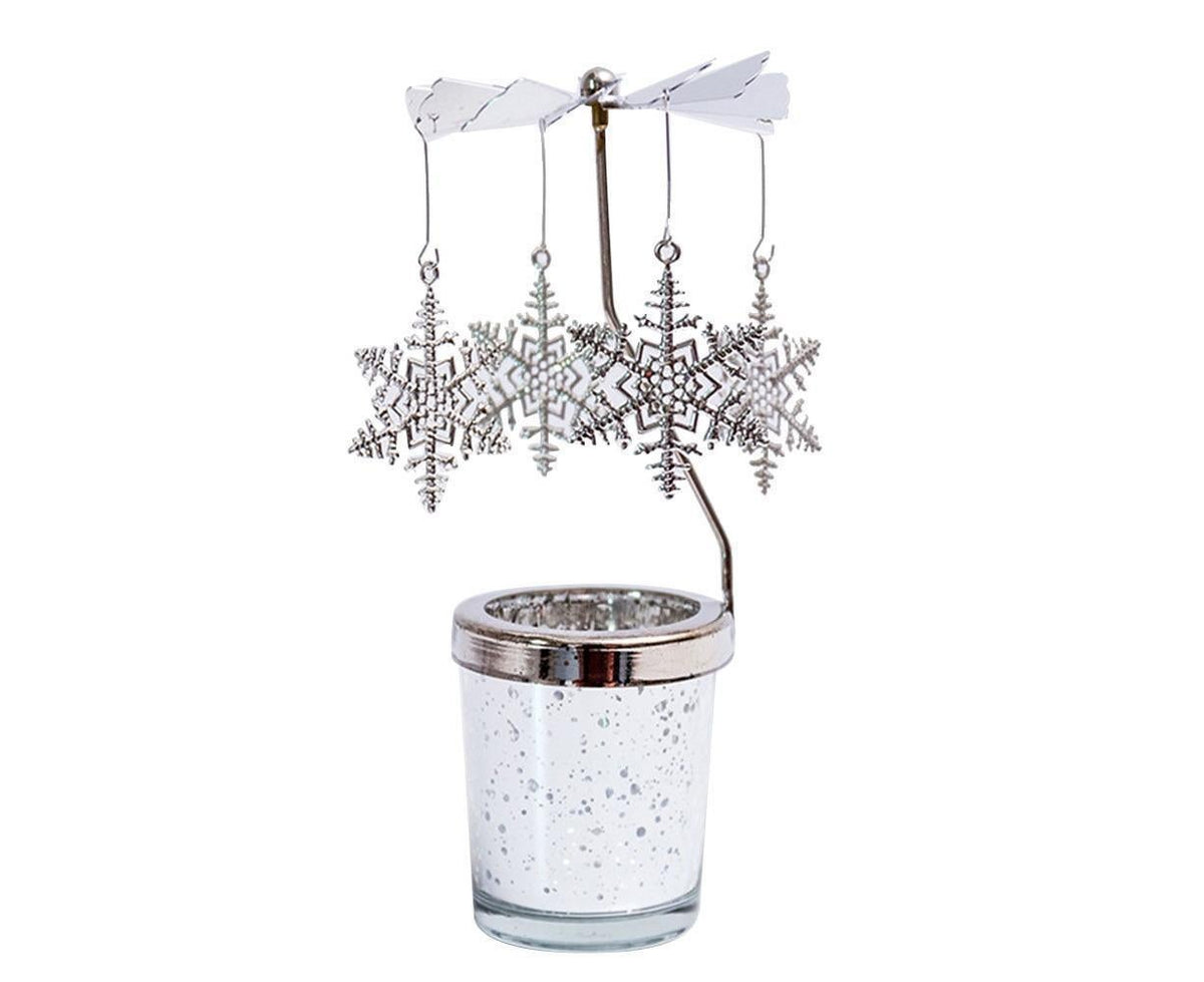 Rotating Carousel Tea Light Hanging Deer Candle Holder Candlestick Room Decor-Snowflake *