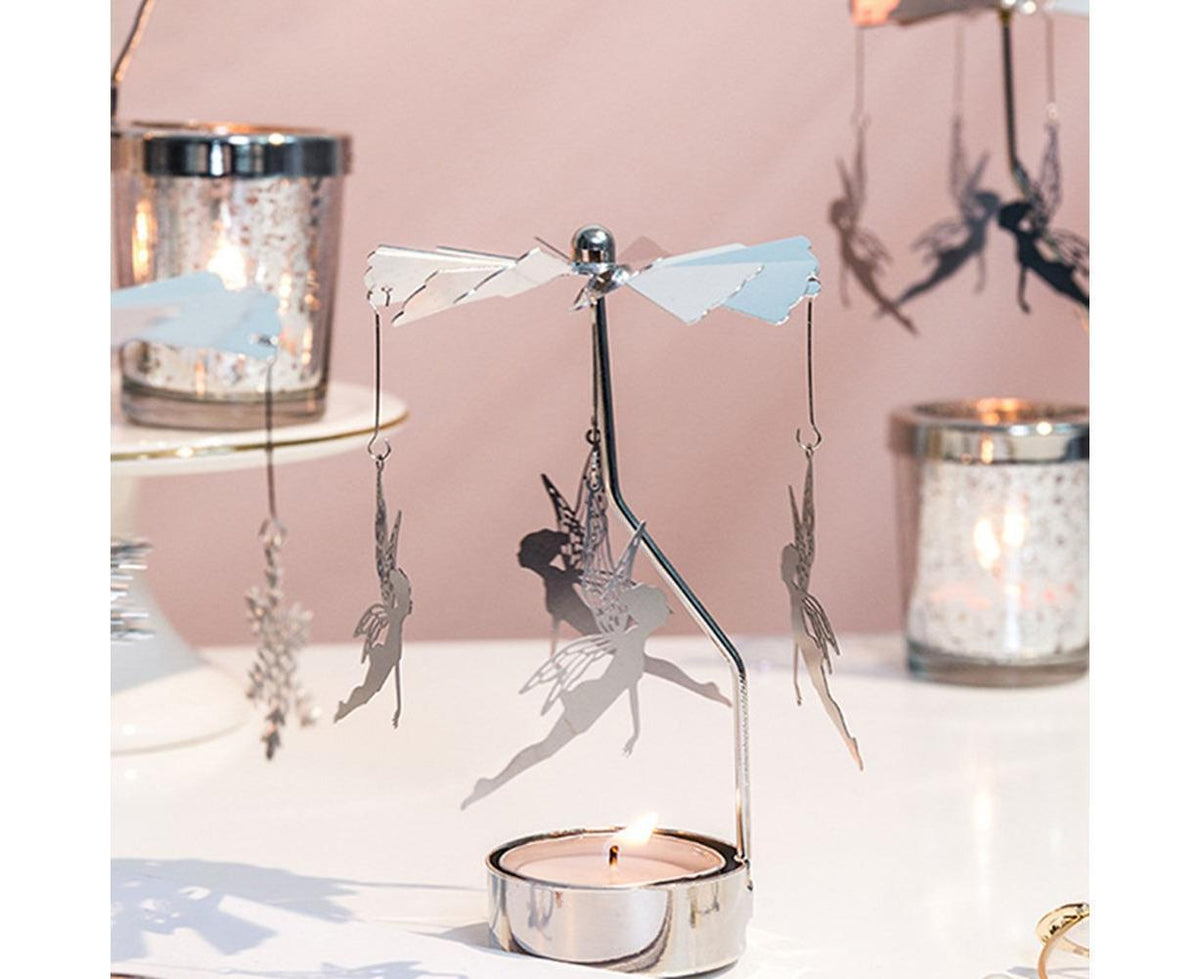 Rotating Carousel Tea Light Hanging Deer Candle Holder Candlestick Room Decor-Snowflake *