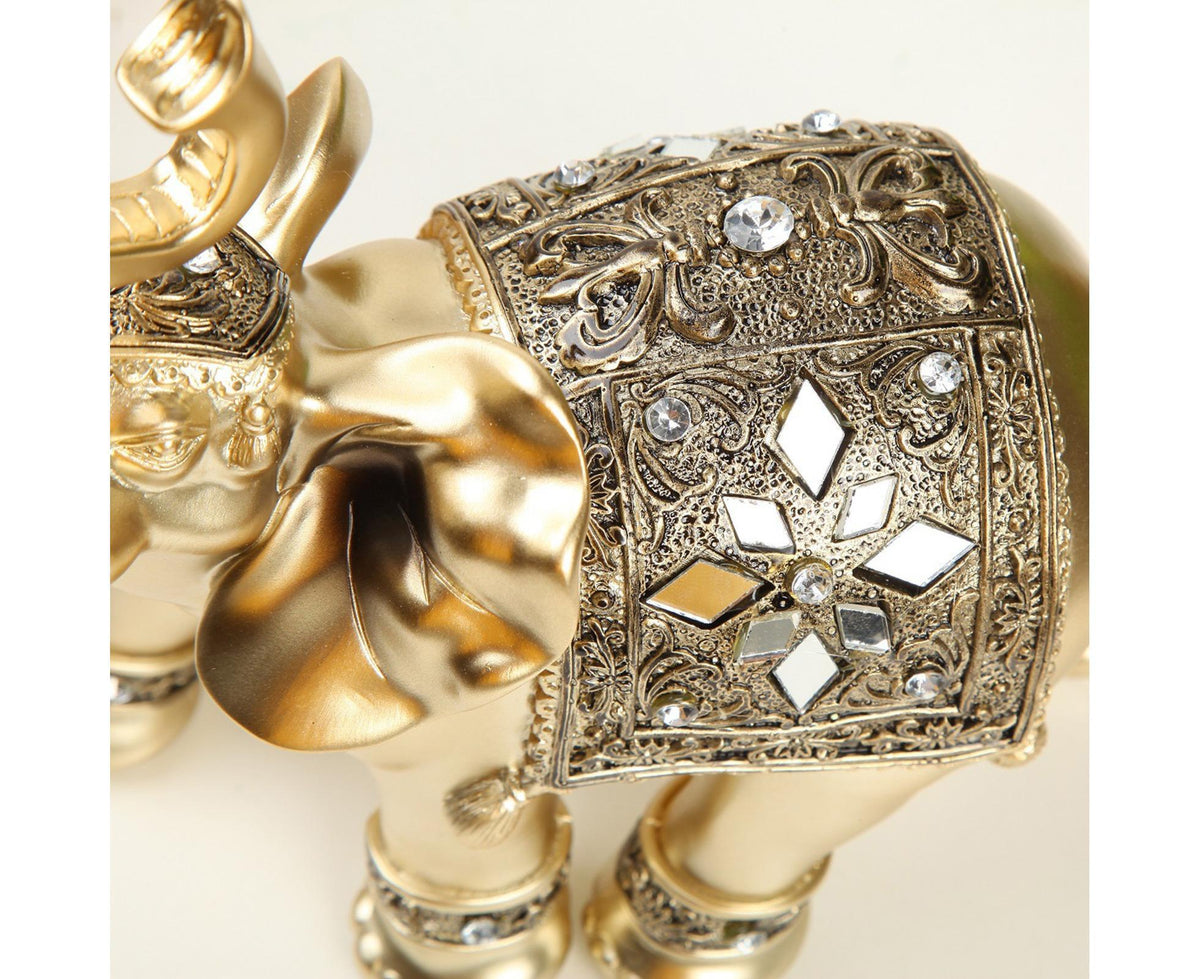 Eye-catching Elephant Figurine Fine Symbol Resin Elegant Elephant Trunk Sculpture for Home-Golden S