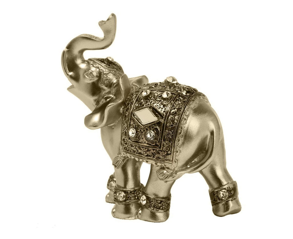 Eye-catching Elephant Figurine Fine Symbol Resin Elegant Elephant Trunk Sculpture for Home-Golden S
