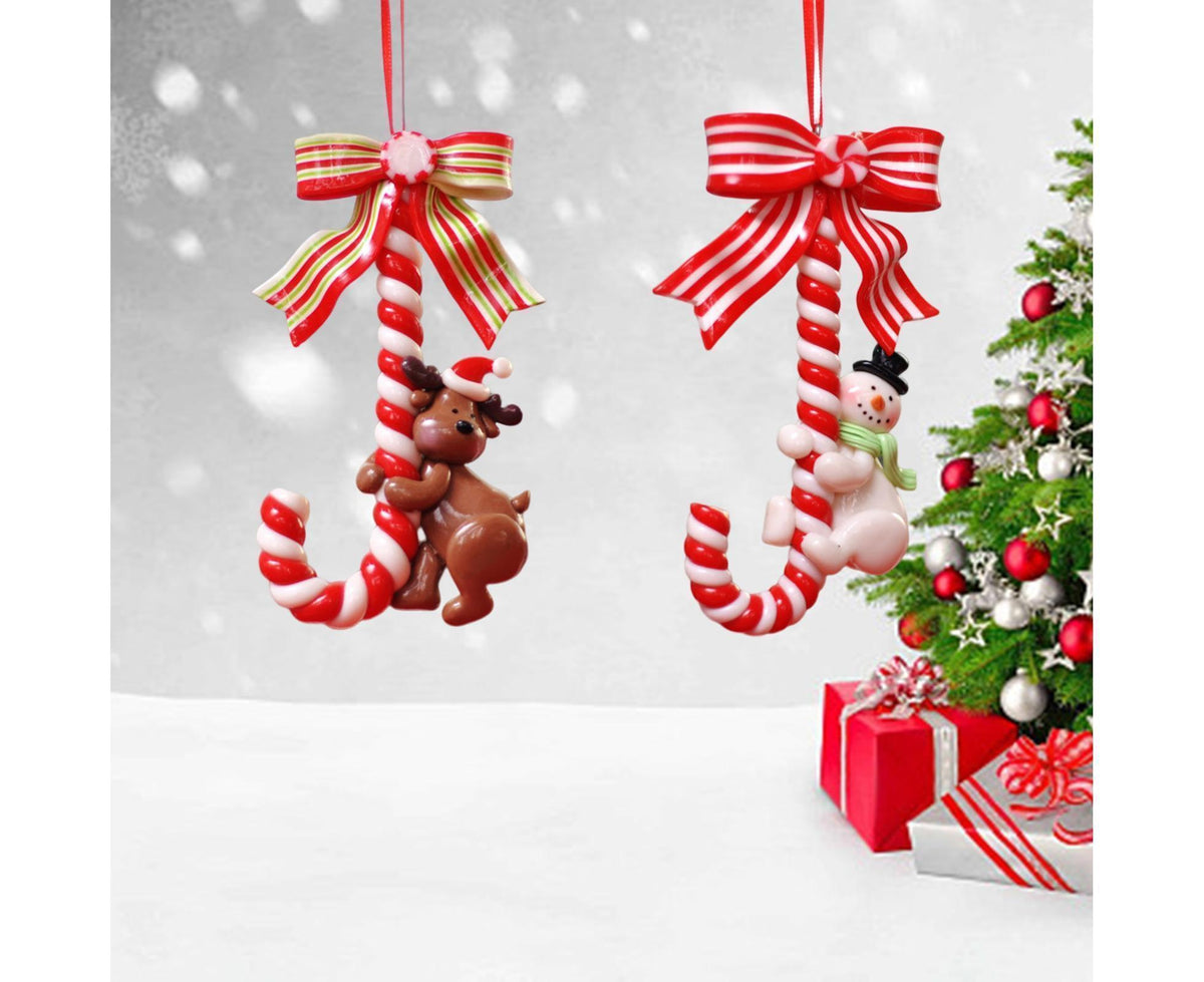 3Pcs Xmas Tree Pendant Candy Cane Crafts Soft Clay