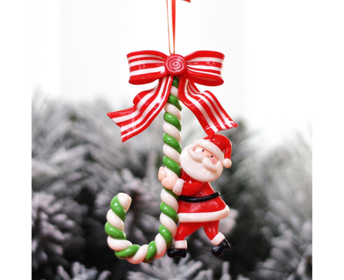 3Pcs Xmas Tree Pendant Candy Cane Crafts Soft Clay