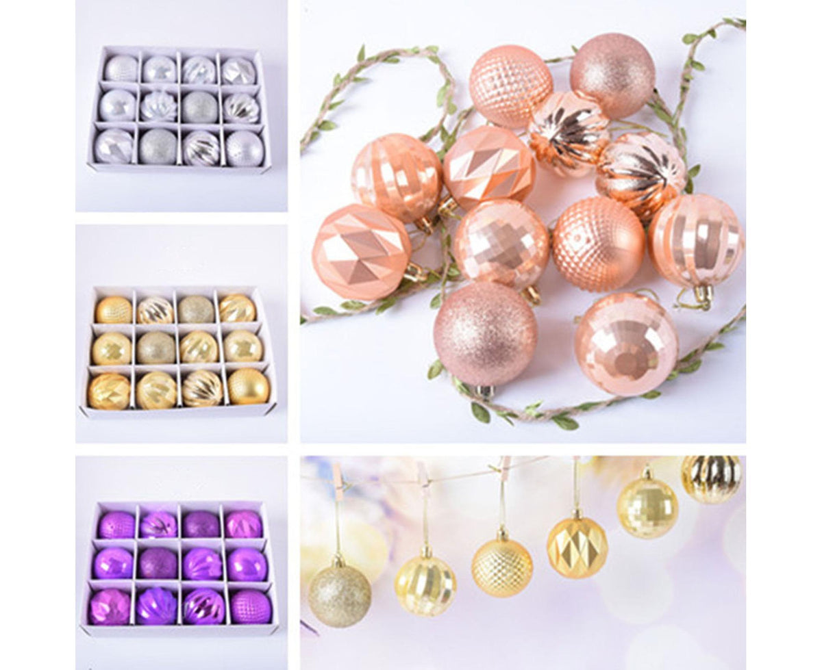 12Pcs Xmas Tree Decorative Ball Hanging Pendant Home Ornaments New Year Gift-Antique Brass