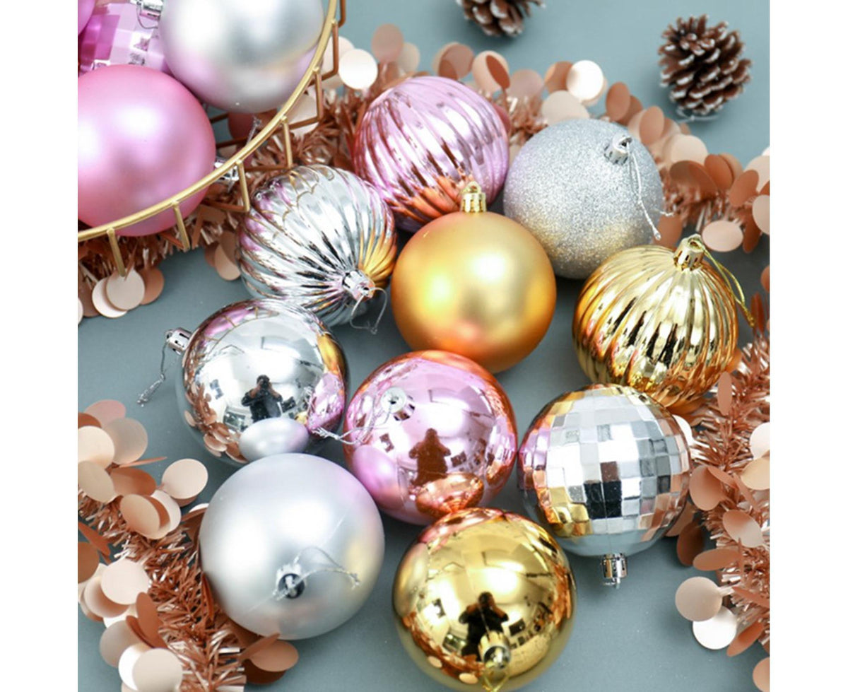 12Pcs Xmas Tree Decorative Ball Hanging Pendant Home Ornaments New Year Gift-Antique Brass