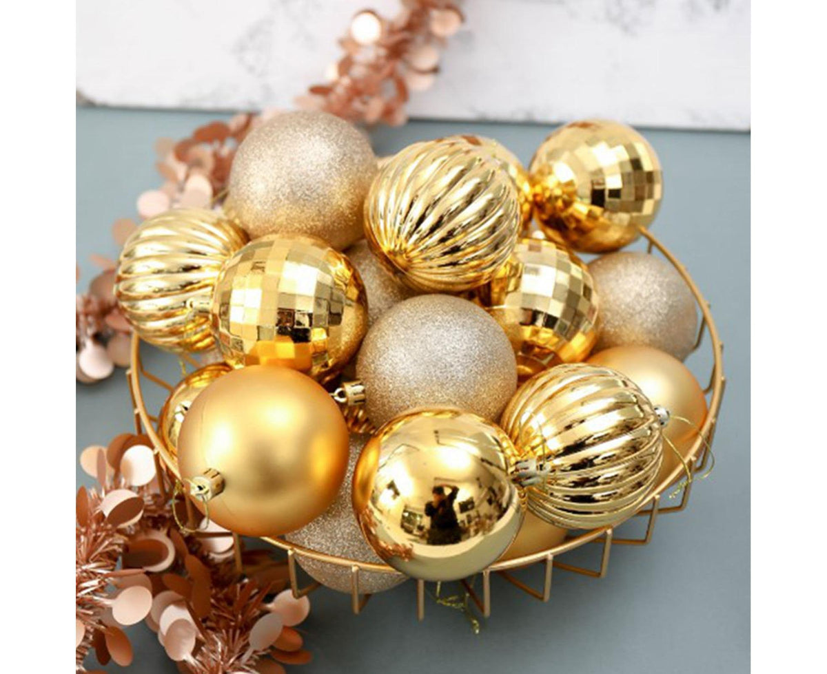 12Pcs Xmas Tree Decorative Ball Hanging Pendant Home Ornaments New Year Gift-Antique Brass