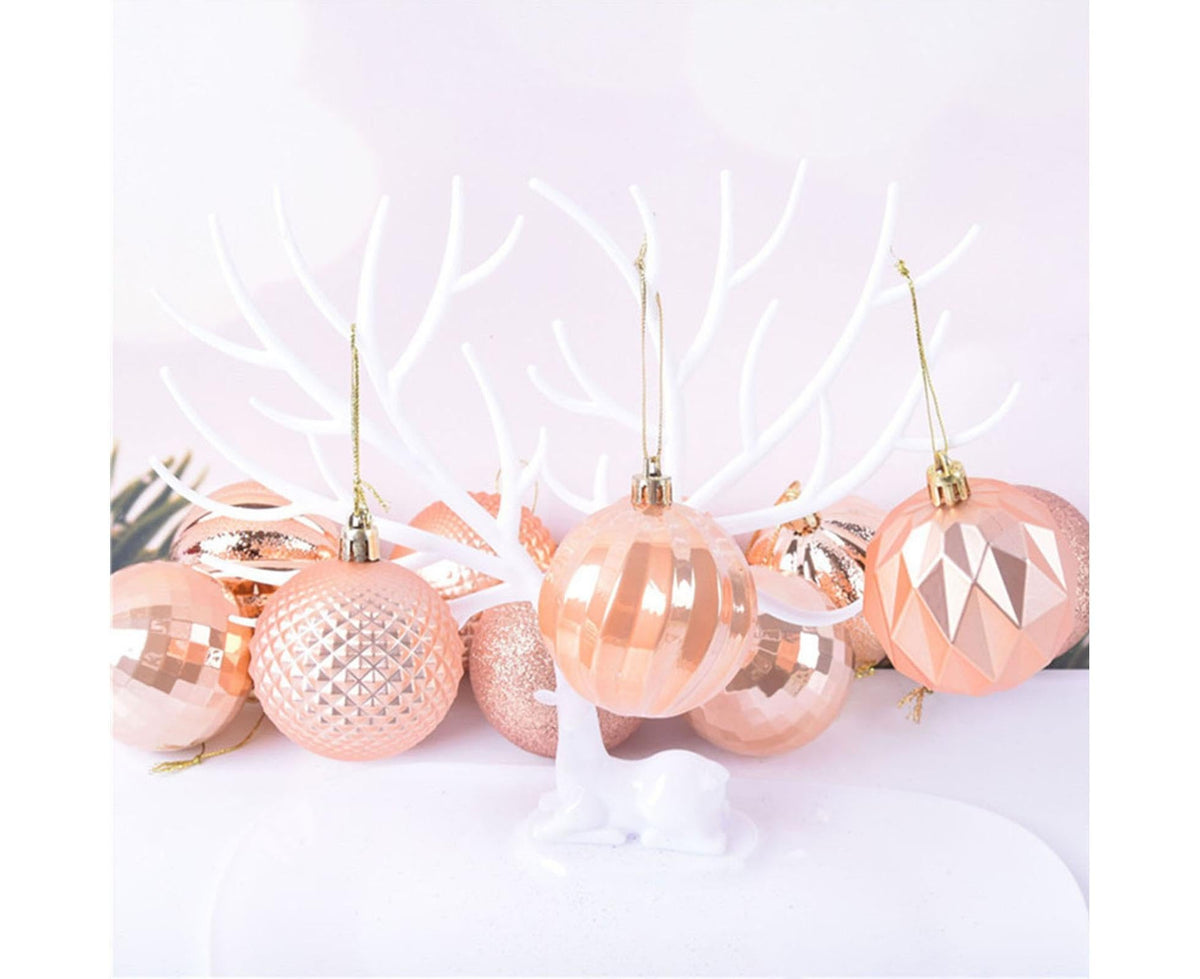 12Pcs Xmas Tree Decorative Ball Hanging Pendant Home Ornaments New Year Gift-Antique Brass