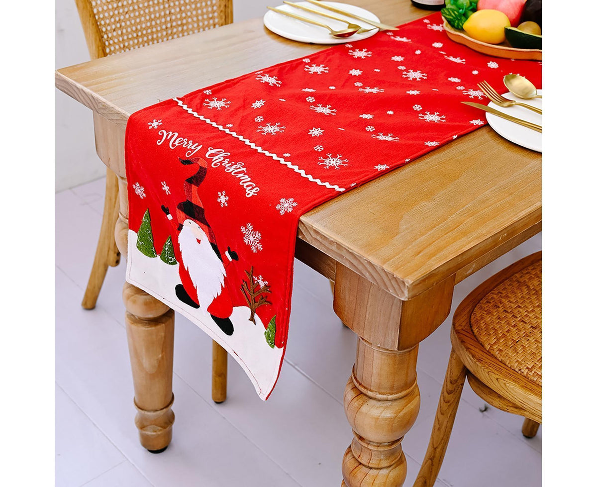 Xmas Table Runner Santa Pattern Cover-Red Santa