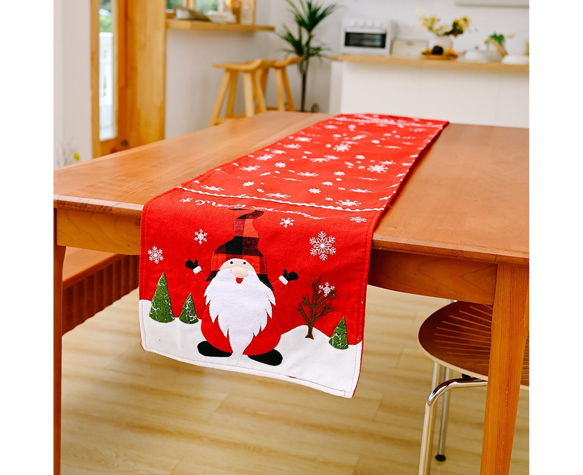 Xmas Table Runner Santa Pattern Cover-Red Santa